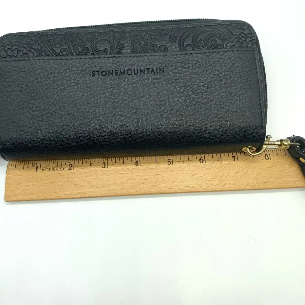 Stone Mountain Leather embossed paisley Wallet Wristlet‎
